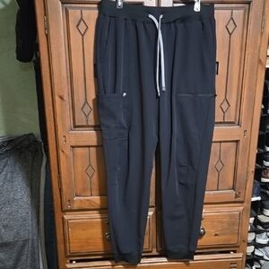 Black Jogger Scrub Pants with Drawstring, sz Large